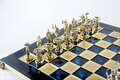 The Giants' Battle chess set with gold-silver chessmen/Blue chessboard 36 sm