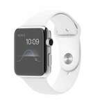 APPLE WATCH 42MM STAINLESS STEEL CASE WITH WHITE SPORT BAND (MJ3V2)
