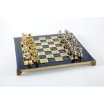 Labours of Hercules chess set with gold-silver chessmen/Blue chessboard 36 sm