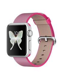 Apple Watch 38mm Silver Aluminum Case with Pink Woven Nylon MMF32