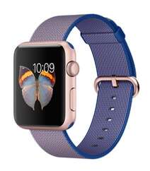 Apple Watch 42mm Rose Gold Aluminum Case with Royal Blue Woven Nylon MMFP2