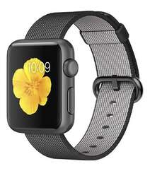 APPLE WATCH 38MM SPACE GRAY ALUMINUM CASE WITH BLACK WOVEN NYLON MMF62