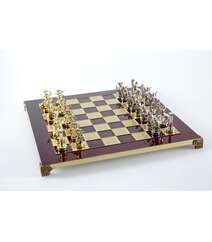 The Giants Battle chess set with gold-silver chessmen/Red chessboard 36 sm