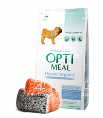 Optimeal гипоаллергенный для взрослых собак средних пород с лососем (на развес)