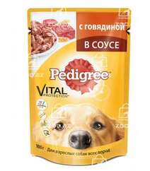 Pedigree для взрослых собак всех пород c говядиной в соусе