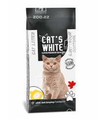 Cat's White комкующийся наполнитель с активированным углем, 10 кг