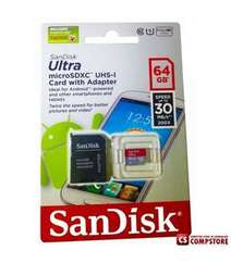 microSD Sandisk Ultra 64 GB Class 10 Speed Up to 30 MB/s (SDSDQUA-064G-U46A)