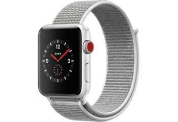 Apple Watch Series 3 GPS + Cellular 38mm Silver Aluminum Case with Seashell Sport Loop (MQJR2)