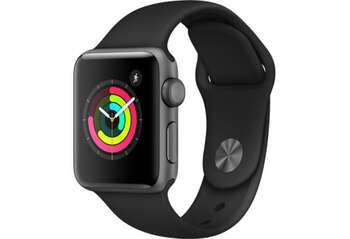Apple Watch Series 3 GPS 38mm Space Gray Aluminum Case with Black Sport Band (MQKV2)