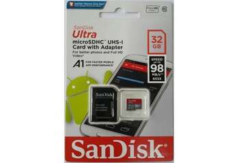 Sandisk Ultra 32GB Micro SDHC UHS-I Card with Adapter - 98MB/s A1
