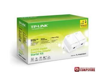 TP-Link TL-PA6010KIT AV600 Gigabit Powerline Adapter Kit (2 adapter, 1UTP 10 / 100 / 1000Mbps, Powerline 600Mbps)