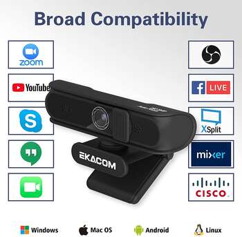 Buy EKACOM 1080p Full HD Webcam and Microphone with Privacy Cover for Video Conference Gaming  4 