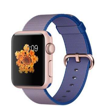 Apple Watch 38mm Rose Gold Aluminum Case with Royal Blue Woven Nylon MMF42