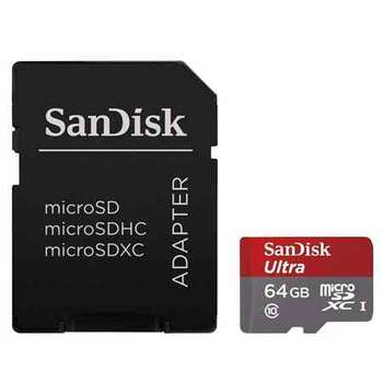 SANDISK 64GB MICROSDXC MEMORY CARD ULTRA CLASS 10 UHS-I WITH MICROSD ADAPTER