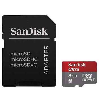 SANDISK 8GB MICROSDHC MEMORY CARD ULTRA CLASS 10 UHS-I WITH MICROSD ADAPTER