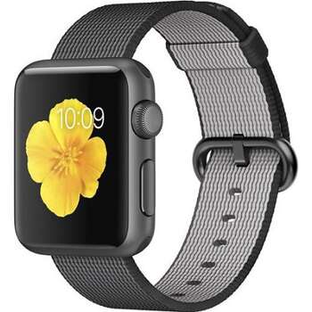 APPLE WATCH 38MM SPACE GRAY ALUMINUM CASE WITH BLACK WOVEN NYLON MMF62