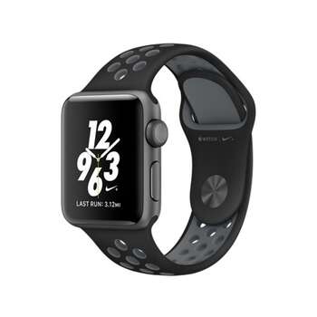 APPLE WATCH SERIES 2 38MM NIKE+ SPACE GRAY ALUMINUM CASE BLACK COOL GRAY SPORT BAND MNYX2