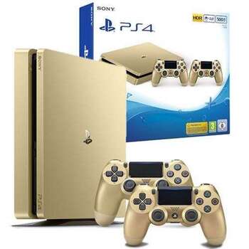 Sony PlayStation 4 Slim PS4 500 GB 2 Gold Controllers Limited Edition