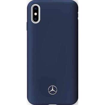 Mercedes Benz LIQUID SILICON Case With Microfiber Lining For Iphone X Navy