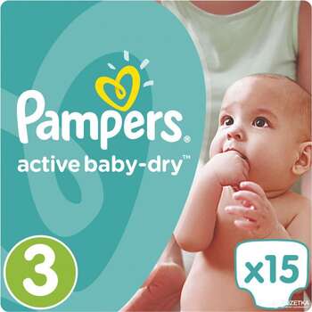 Подгузники Pampers Active Baby-Dry Размер 3 (Midi) 5-9 кг, 15шт