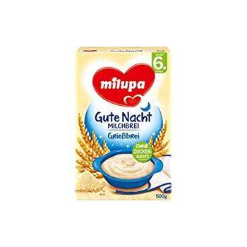 Milupa Gute Nacht Milchbrei Grießbrei ab dem 6. Monat, 500g