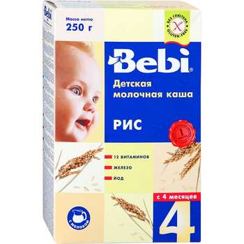 Рисовая молочная каша Bebi (с 4 мес., 250 гр.)