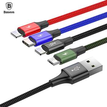 BASEUS 3 5A 1 2m 4 in 1 Fast Charging USB Cable for iphone x 8