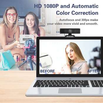 Buy EKACOM 1080p Full HD Webcam and Microphone with Privacy Cover for Video Conference Gaming  3 