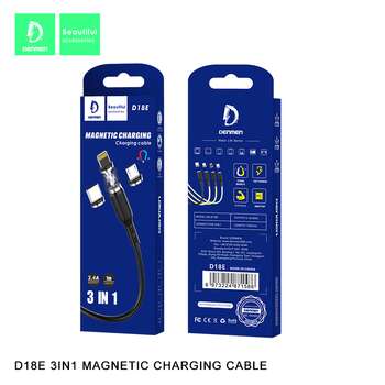 Denmen D18E Magnetic Charging Cable 3 in 1 with Micro USB USB c andLighting For ios Iphone and Android  4 