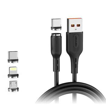 Denmen D18E Magnetic Charging Cable 3 in 1 with Micro USB USB c andLighting For ios Iphone and Android  5 