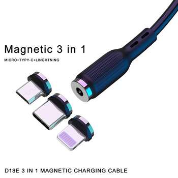 Denmen D18E Magnetic Charging Cable 3 in 1 with Micro USB USB c andLighting For ios Iphone and Android  7 