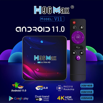 h96 smart tv box android 11 4g 32gb 64gb 2 16g wifi 4k hd youtube usb 3 0 google play bluetooth receiver media player  3 