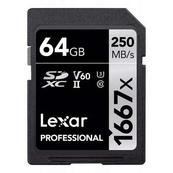 "Lexar Professional 64GB 250Mbs UHS-II" yaddaş kartı