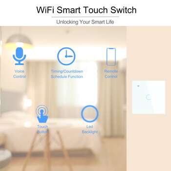 Tuya Smart Wifi Touch Light Switch No Neutral Wire Required 1 2 3 4 Gang for Ceiling Light Fan Door  4 