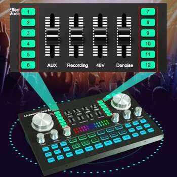 A2 Live Sound Card Sound Card for Pc and Phone Portable Audio Mixer for Streaming Music Recording Karaoke Singing with Bluetooth   20 