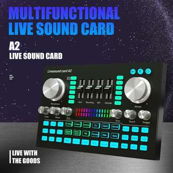 A2 Live Sound Card Sound Card for Pc and Phone Portable Audio Mixer for Streaming Music Recording Karaoke Singing with Bluetooth   5 