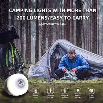 Led Camping Lantern Rechargeable Tent Light Waterproof 5200mah Power Bank, Magnet el feneri   1  gv77 n7