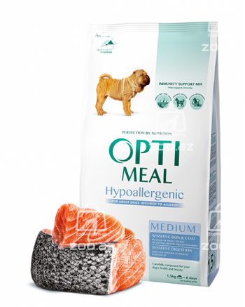 Optimeal гипоаллергенный для взрослых собак средних пород с лососем (на развес)