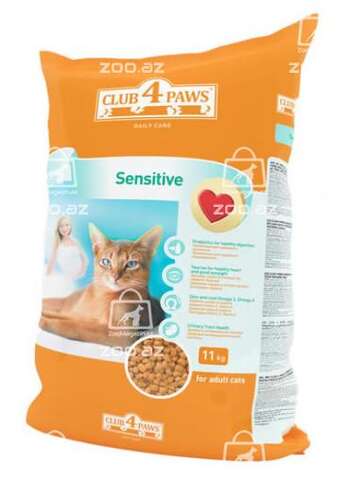 Club 4 paws корм для кошек с чувствительным пищеварением (целый мешок 11 кг)