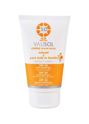 Солнцезащитный крем для кожи лица детей и взрослых 50 % SPF (высокая защита) “Valquer” – 100 мл