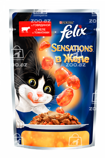 Felix Sensations с говядиной и томатами в желе