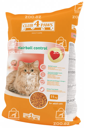 Club 4 paws сухой корм для взрослых кошек мясные крокеты с эффектом выведения шерсти (целый мешок 11 кг)
