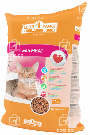 Club 4 paws сухой корм для взрослых кошек с мясом (целый мешок 11 кг)