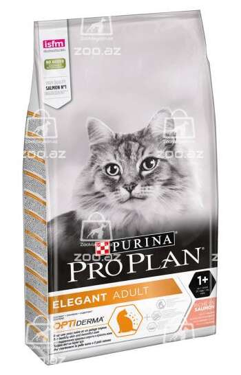 Pro Plan Elegant сухой корм для кошек с чувствительной кожей с лососем (целый мешок 10 кг)