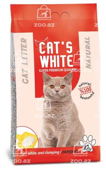 Cat's White натуральный комкующийся наполнитель, 10 кг