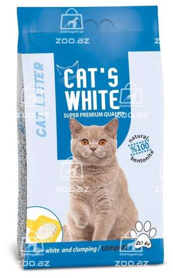 Cat's White натуральный комкующийся наполнитель, 20 кг