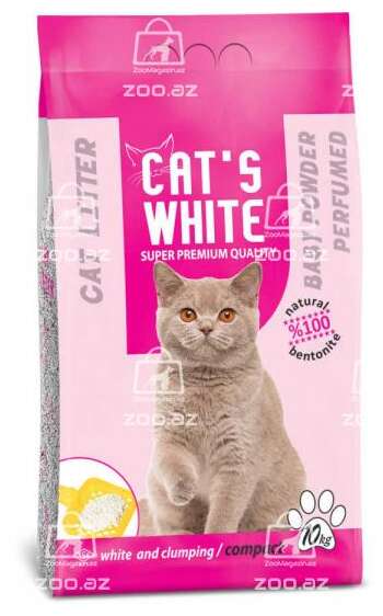 Cat's White комкующийся наполнитель с ароматом детской присыпки, 10 кг