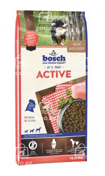 Bosch Active сухой корм для взрослых собак с повышенным уровнем активности с мясом домашней птицы (целый мешок 15 кг)