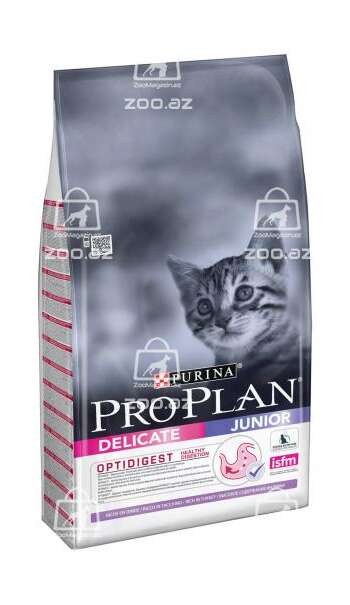 Pro Plan Delicate Junior сухой корм для котят с чувствительным пищеварением или с особыми предпочтениями в еде с индейкой (целый мешок 10 кг)