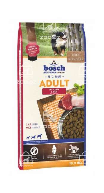 Bosch Adult сухой корм для взрослых собак со средним уровнем активности с ягненком и рисом (целый мешок 15 кг)